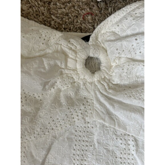 Torrid Eyelet Off Shoulder Crop Top 4X White Smocked Keyhole NEW Boho Cottage - Picture 10 of 13
